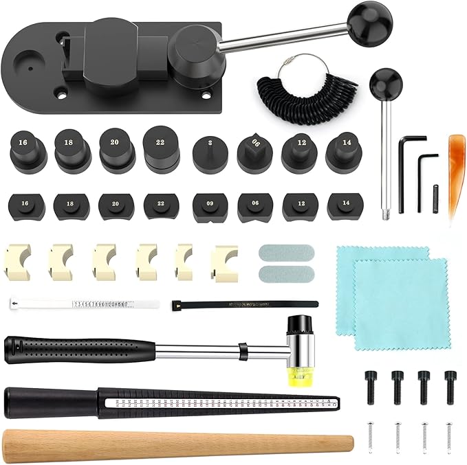 JAZORR Ring Bending Tool, Ring Bender with Nylon Dies Ring Making Tool, Ring Measurement Tool, Multi-Functional Ring Earring Bending Tool Jewelry Making Tool