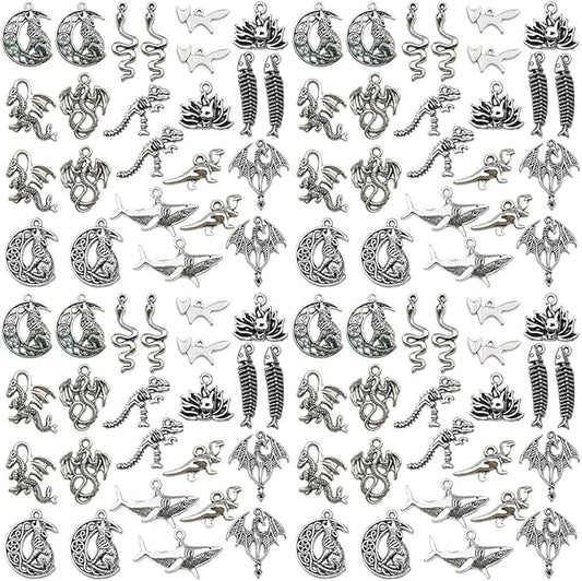 Sailanzi 48pcs antique silver novel animal set Pendant Jewelry Making DIY Keychain Earrings Pendant Various Design Charms for Jewelry Making Bracelets Necklace (SN1063)