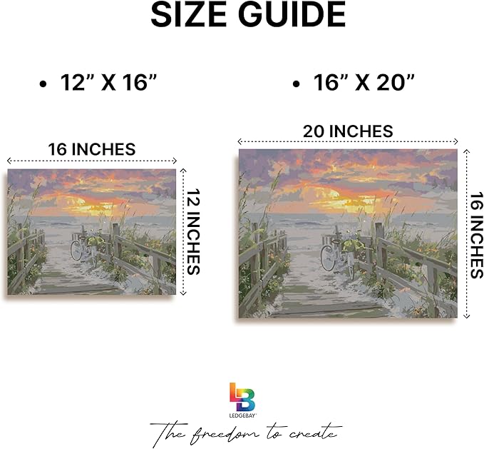 Ledgebay DIY Paint by Numbers Kit for Adults Framed Canvas: Beginner to Advanced Paint by Numbers Kit, Kits Include Acrylic Paint Set Brushes Tabletop Easel (Morning Ride 12" x 16" Framed)