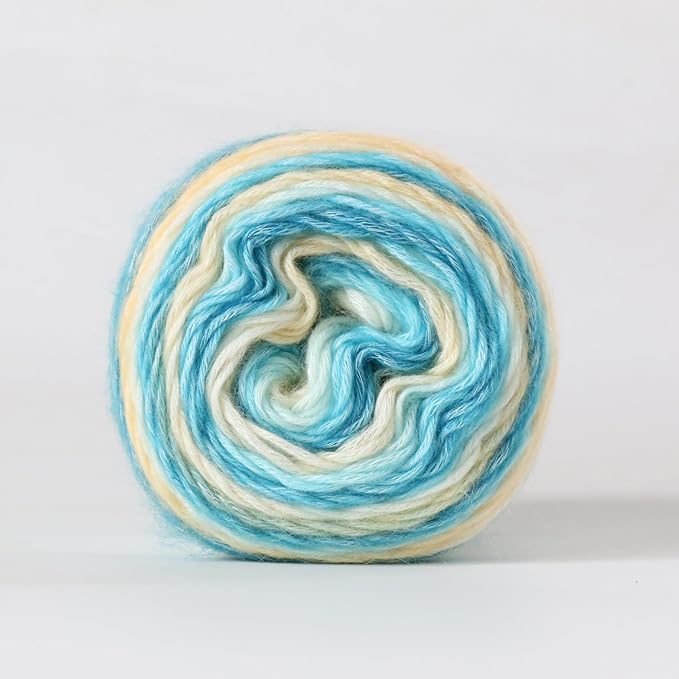 Crocheting Knitting-Gradient Cake Yarn, Soft Multicolor Medium-Fine Blended Yarn, Weight 100 Grams, Contains 60% Cotton 30% Acrylic 10% Wool. Suitable for Scarf, Gloves, Shawl, Blanket.(1152)
