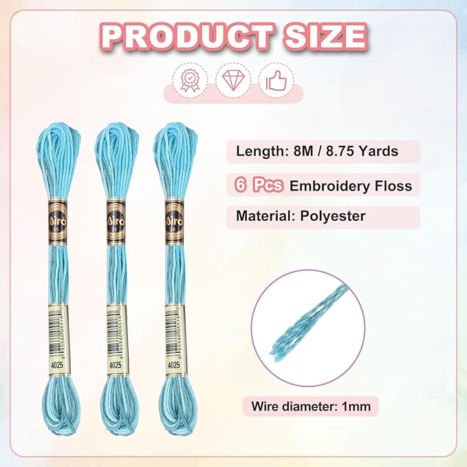 PATIKIL 6 Skeins Embroidery Floss, Polyester Embroidery Threads Bracelets String for Cross-Stitch Hand Embroidery, Deep Blue