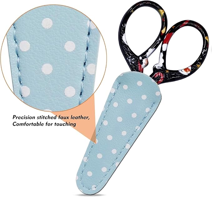 Scissors Small Sewing Scissors 3.6Inch Embroidery Scissor Small Precision with Leather Cover Stainless Steel Scissor for Needle Work Art Work Craft Threading