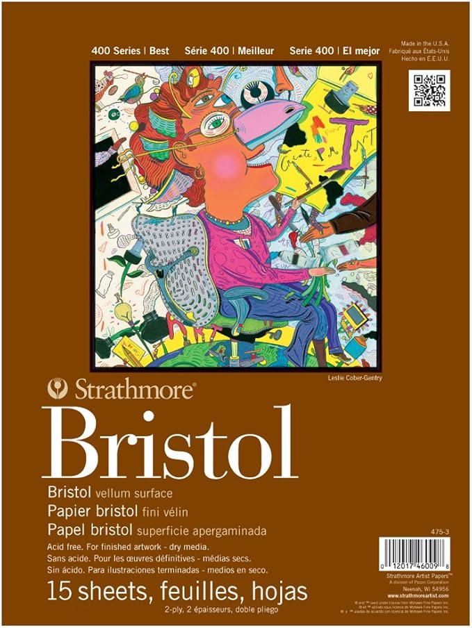 Strathmore 400 Series Bristol, 2-Ply Vellum, 11"x14" Tape Bound, 15 Sheets