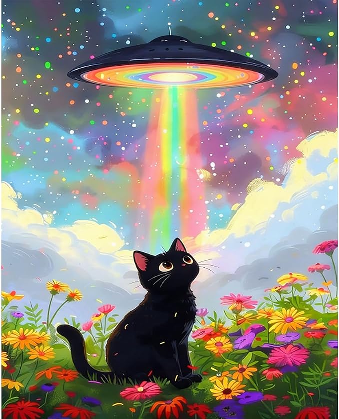 cviokrdu Cat Paint by Numbers Kit for Adults - Animals Adult Paint by Number Kits on Canvas, DIY UFO Oil Painting for Gift Home Wall Decor (16x20inch)