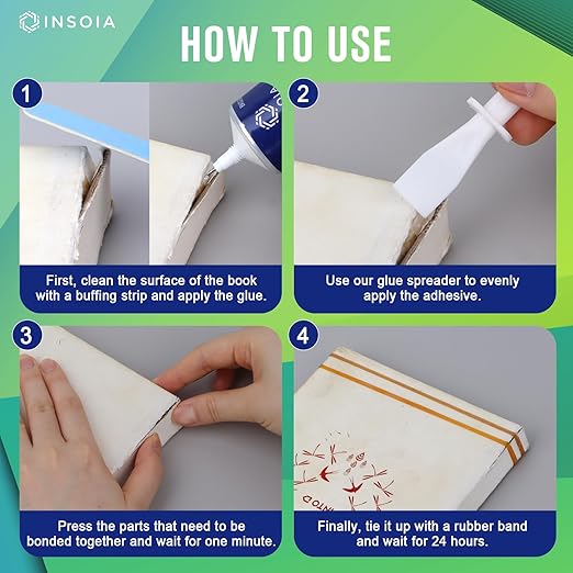 Book Glue, 15ML x 2 Book Adhesive, Clear Book Binding Adhesive, Flexible Paper Glue for Book Repair and Bonding, Envelopes, Postcards, Paper Craft, Greeting Cards, Invitations, Crafts DIY