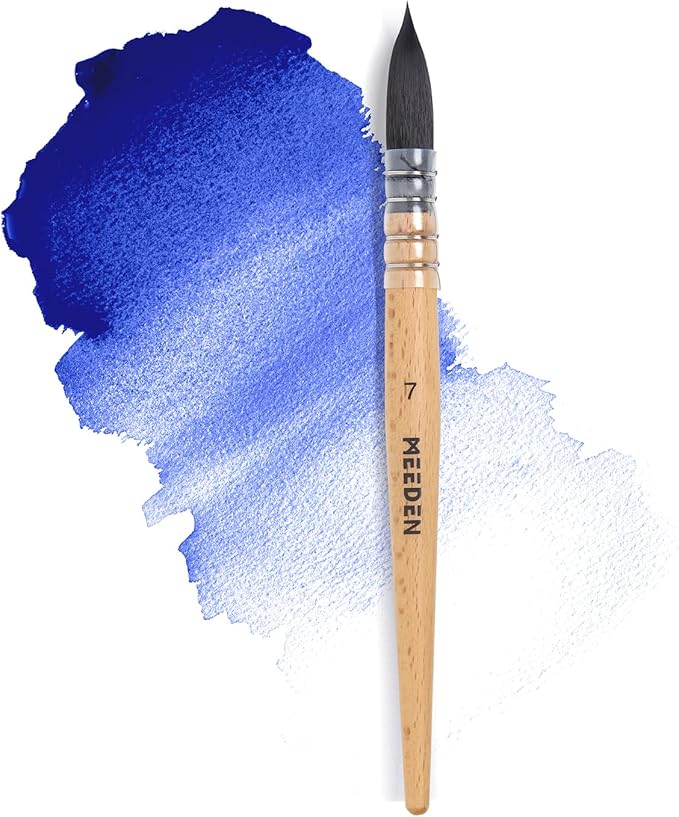 MEEDEN Watercolor Brushes Professional - Synthetic Squirrel Hair Artist Paint Brushes Set with Beech Wood Handle Great for Artists Hobbyists Size 7