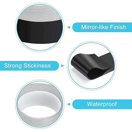 uxcell Metallic Tape, 1.38 in x 164 ft Self Adhesive Metalized Polyester Film Tape Waterproof Shiny Washi Tape for Walls Graphic Arts Gifts Wrapping Crafts Decoration, Gloss Black