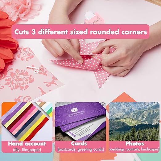 3 in 1 Corner Punch, 4mm, 7mm, 10mm 3 Way Corner Rounder Punch for Laminated, Cardstock, Bullet Journal, Invitations, Gift Tags, Photocards, Business Cards, and Scrapbooking