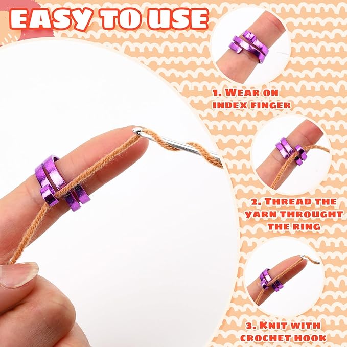 DTOFOOT Handmade Crochet Tension for Finger,Loop for Knitting,Metal Open Yarn Guide Crochet Supplies Adjustable Braided Faster Knitting Thimbles Holders Accessories for Mother Grandma Gifts with Box