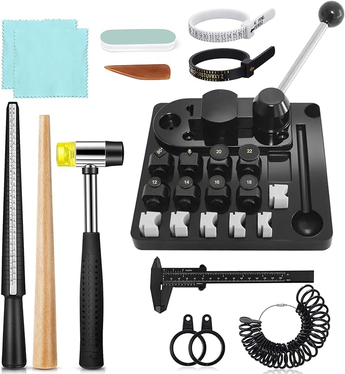 Ring Bender Tool for Spoon Rings Heavy Duty, Ring Making Kit with Nylon Molds, Multi-Functional Ring Bending Tools with Ring Sizer Measuring Tool