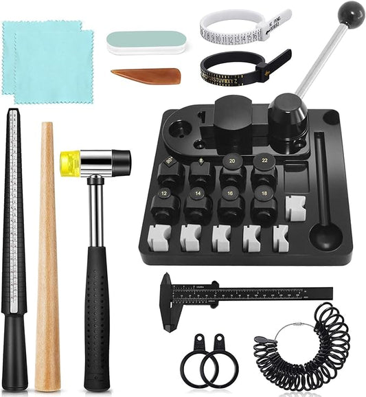 Ring Bender Tool for Spoon Rings Heavy Duty, Ring Making Kit with Nylon Molds, Multi-Functional Ring Bending Tools with Ring Sizer Measuring Tool