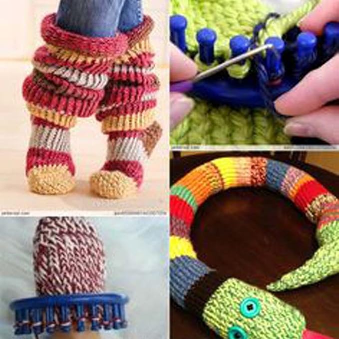 Wayion Knitting Loom Set with Hook Needle Kit Yarn Cord Knitter 4 Hat Looms Long Knitting Loom DIYfor Scarf Sweater Shawl Blankets