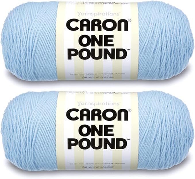 Caron One Pound Sky Blue Yarn - 2 Pack of 454g/16oz - Acrylic - 4 Medium (Worsted) - 812 Yards - Knitting/Crochet