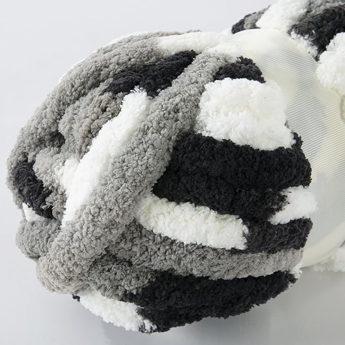 MABOZOO Tie Dye Chunky Yarn for Crocheting 8 Pack,White Fluffy Jumbo Chenille Yarn,Soft Plush Yarn Bulky,Giant Thick Fuzzy Yarn for Hand Knitting or Arm Knitting (29 yds,8 oz Each Skein)
