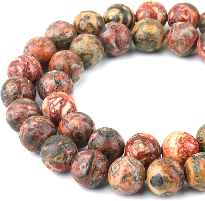Natural Stone Beads for Jewelry Making - 6mm Gemstone Round Beads for Bracelets(58-60pcs, Leopard Print Stone)