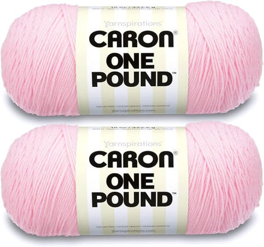 Caron One Pound Soft Pink Yarn - 2 Pack of 454g/16oz - Acrylic - 4 Medium (Worsted) - 812 Yards - Knitting/Crochet