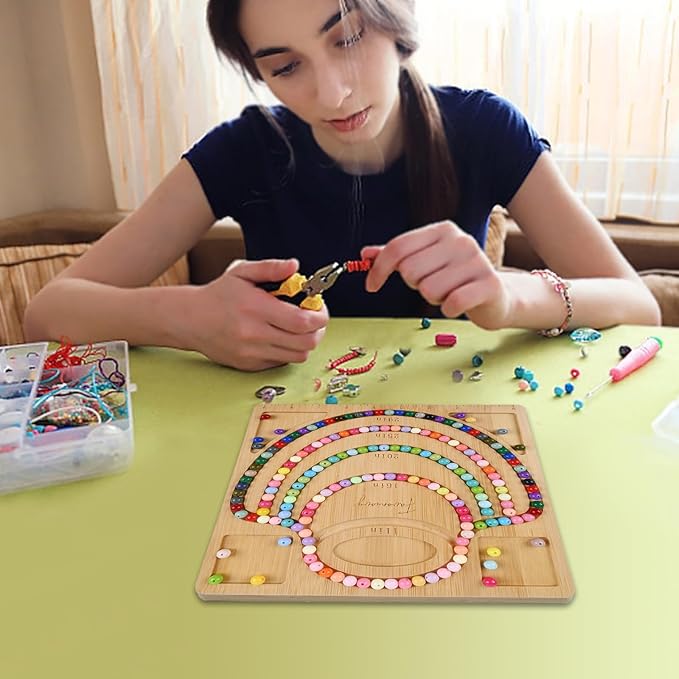 Favonuovy Bead Boards for Jewelry Making with 5 Sizes Bamboo Necklace Making Beading Tray 11" 16” 20” 25” 29" Wooden Necklace Sizer Measurement Design Mat Tool