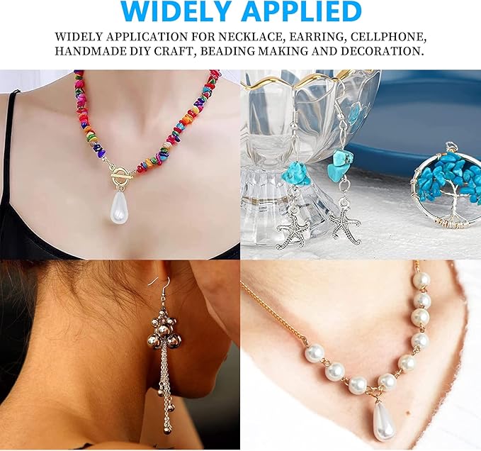Jewelry Making DIY Kit Accessories, Jewelry Repair Tool Set with Ribbon Crimp Ends, Lobster Clasps, Head Pins, Eye Pins, Jump Rings, Extender Chain, Teardrop Dangle End Beads, Cord Crimp End Tips