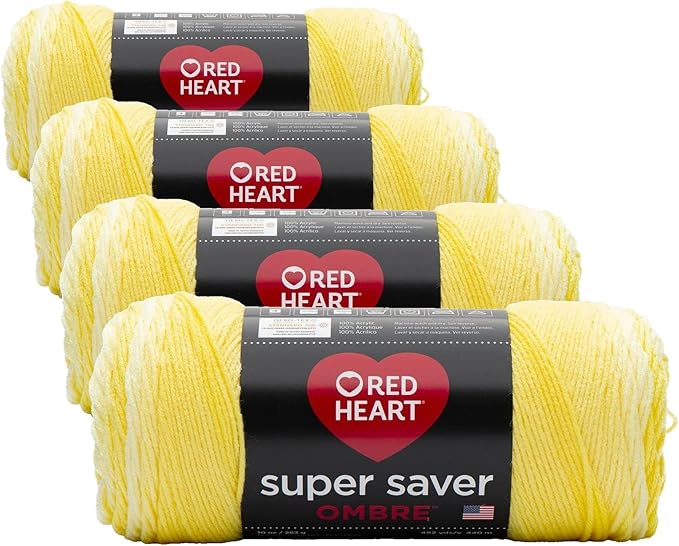 Red Heart Super Saver Ombre Sunny Yarn - 8 Pack of 10oz/283g - Acrylic - 4 Medium (Worsted) - 482 Yards - Knitting/Crochet