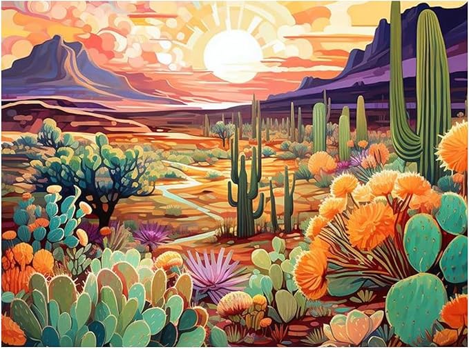 Reivworl Landscape Diamond Art Kits for Adults, Desert Diamond Painting Kits, Gem Art Kit for Gifts and Home Interior Decor 12x16 Inch