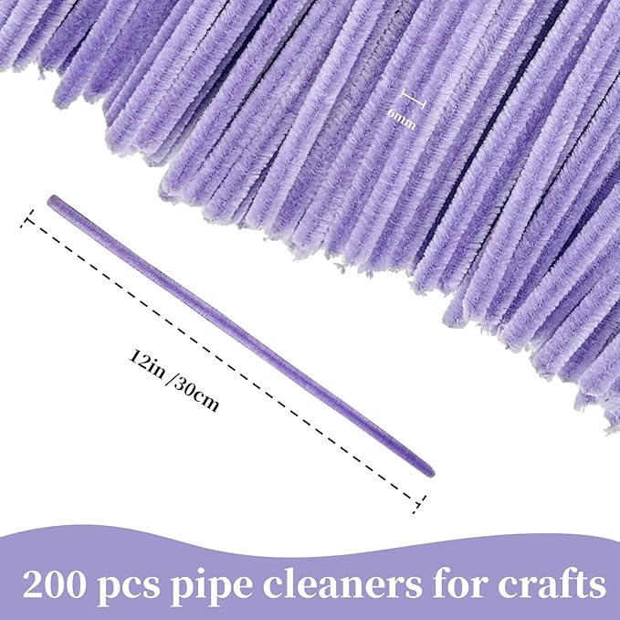 Lovely Light Purple Pipe Cleaners Craft,200pcs Arts Crafts,Chenille Stems Art Supplies for Projects Creative DIY Room Decor,Christmas Decorations,Teen Girl Gifts Trendy Stuff,Halloween Gifts