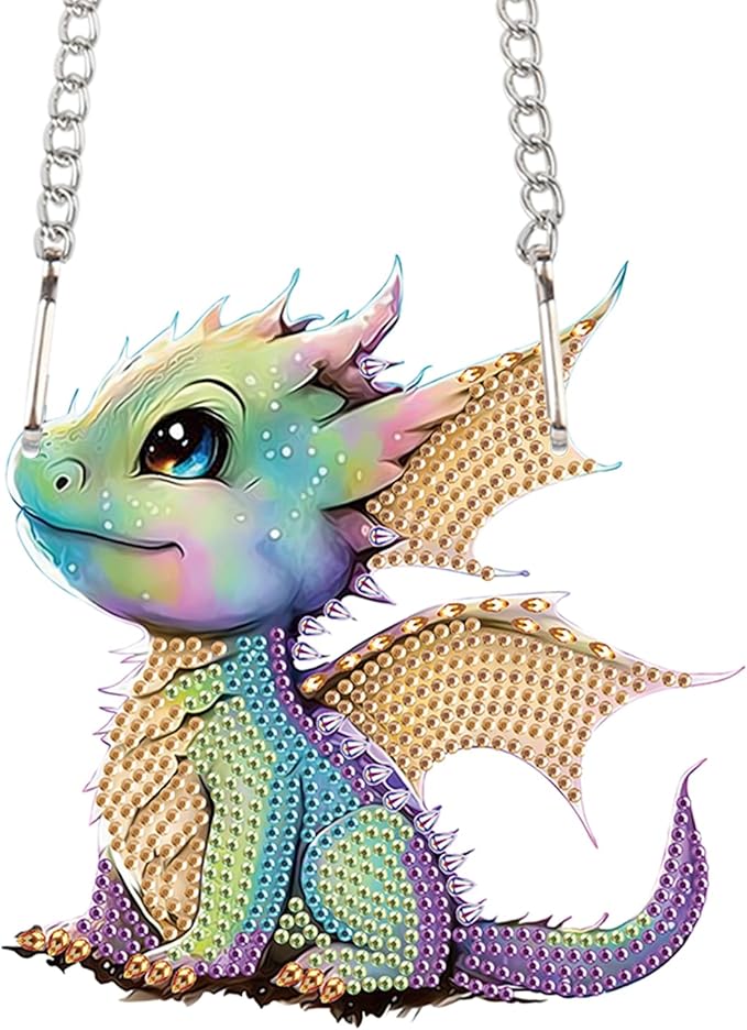 Flying Dragon Diamond Painting Hanging Kit, DIY 5D Special Shaped Crystal Rhinestones Diamond Art Pendant Ornament Acrylic, Fantasy Dragon Art for Wall, Door or Car Decoration, Handmade Craft Gift