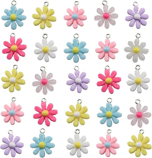 Resin Ice Cream Flower Dice Pendant Charms Colorful DIY Pendant Making Charm for Bracelet Necklace Earrings Keychain Craft
