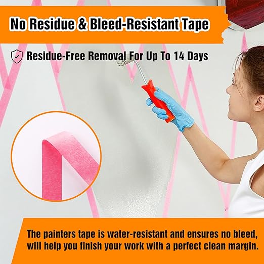 HongWay Masking Tape 1 Inch, 6 Rolls x 22yd (132yds in Total) Painters Tapes for Painting Labeling Arts Crafts, Easy Removal, No Residue (0.94in Pink)