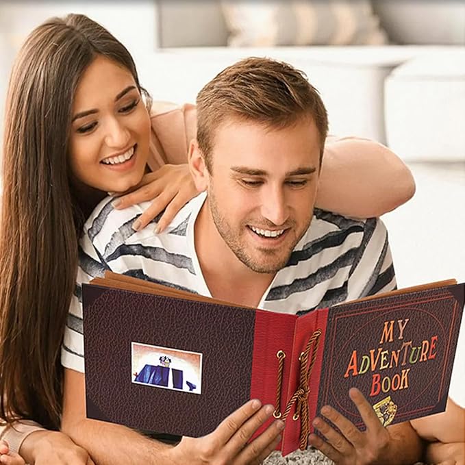 Adventure Book Diary Photo Scrapbook, Hard Cover Movie Up Travel Scrapbook for Anniversary, Wedding, Travelling, Birthday, Christmas (My Adventure)