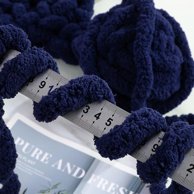 MABOZOO Assorted Chunky Yarn for Crocheting 8 Pack,Fluffy Jumbo Chenille Yarn,Soft Plush Yarn Bulky,Giant Thick Fuzzy Yarn for Hand or Arm Knitting,Cream & Navy Blue(31.7 yds,8 oz Each Skein)