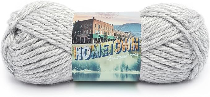 Lion Brand Hometown Yarn - Bulky Yarn for Knitting and Crocheting, 6-Pack (Springfield Silver)