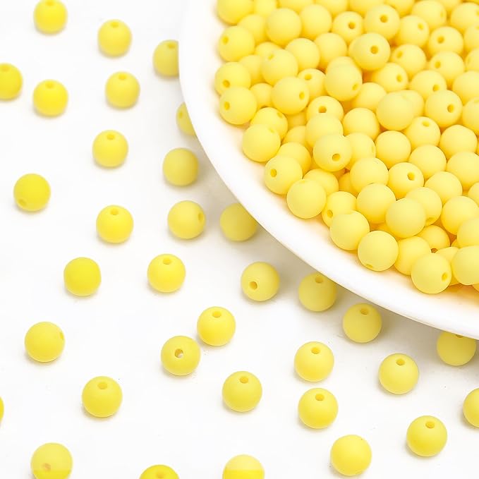 bonny boxx 100pcs 12mm matte yellow acrylic round beads, frosted plastic resin bubblegum balls chunky gumball beads for necklace and bracelet making, crafting supplies