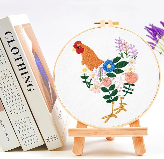 Crafmanoe Hand Embroidery Kits for Beginners Adults, Floral Stamped Cross Stitch Kits for Beginners Adults, Funny Embroidery Set Needlepoint Starter Kits, Embroidery Hoops, Fabric and Video Tutorial
