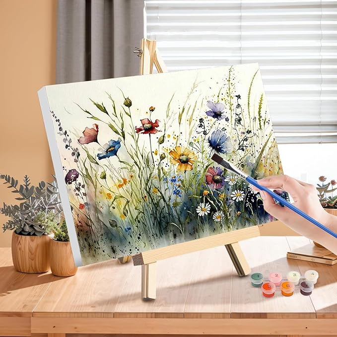 Flower Paint by Numbers for Adults with Framed Canvas-with Wooden Easel,Paint by Number on Canvas Flowers,DIY Acrylic Oil Painting Kits with Brushes Nice Gift Box for Home Wall Decor(16x20inch)