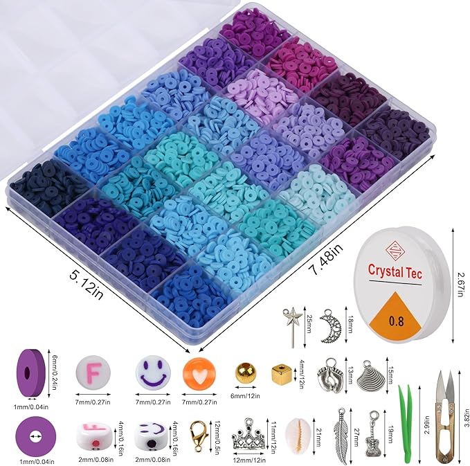 XSEINO 37300+ Pcs Clay Beads Bracelet Making Kit,8 Boxes 180 Colors Friendship Charms Kit Flat Polymer Heishi Beads with Rich Jewelry Making Accessories for Crafts Christmas Gifts