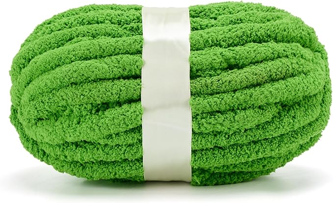 Chunky Yarn for Hand Knitting, Jumbo Chunky Yarn for Crocheting, Chunky Chenille Yarn, 1 Pack (32 yds 8.5 oz Each Skein),#7, Green