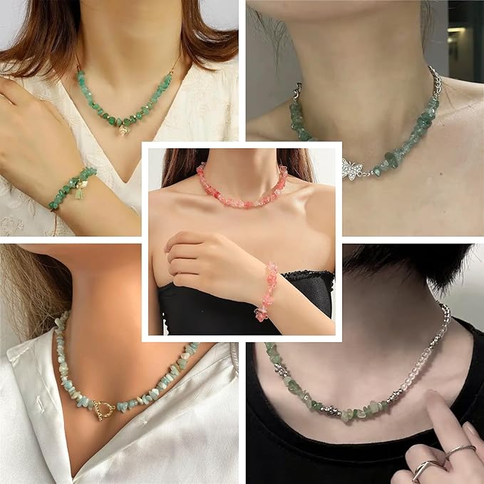 Ouubuuy Jewelry Making Kits for Adults Women with 1200pcs 20 Colors Crystals Beads,Natural Irregular Crystal Chips for DIY Jewelry Bracelet Earring Necklace Craft Making