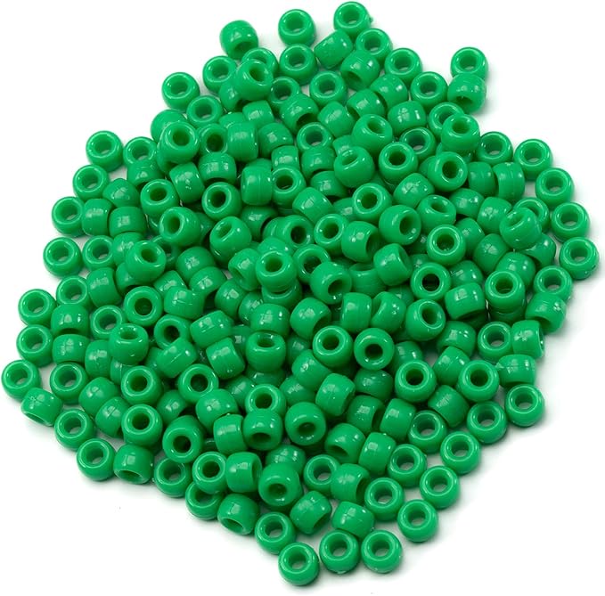 1000 Pcs Acrylic Pony Beads 6x9mm Bulk for Bracelet Necklace Jewelry Making Earring Hair Braiding Kandi Beads (green2)