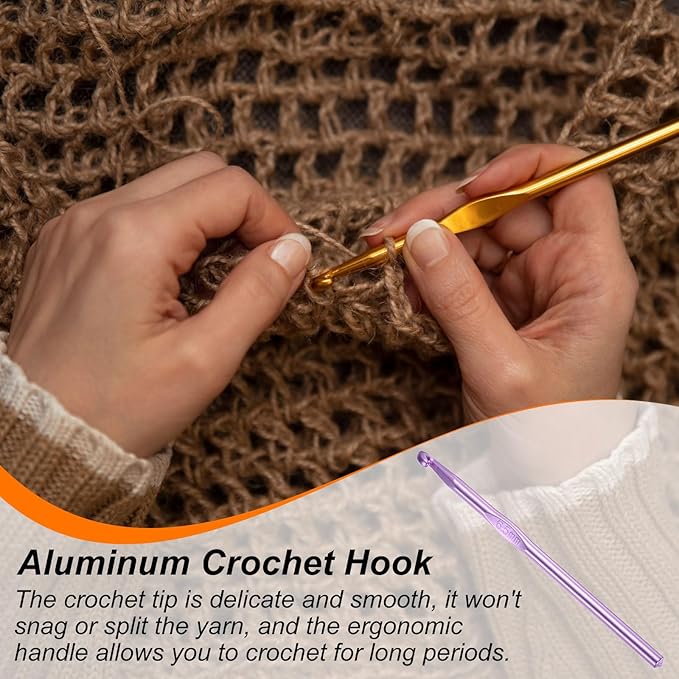 uxcell Aluminum Crochet Hook 6.5mm US Size K (Size 10.5) Knitting Needles for DIY Craft Yarn Purple 10Pcs