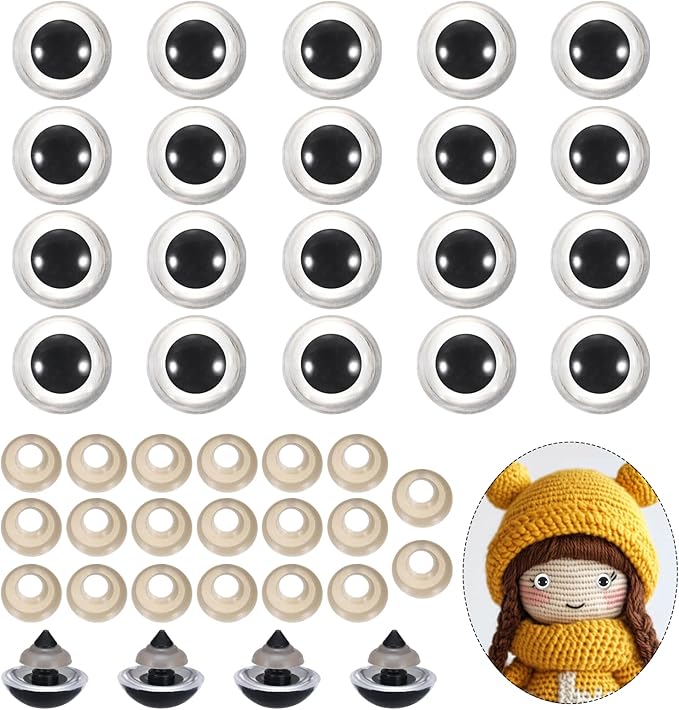 PATIKIL 22mm Safety Eyes, 20Pcs Realistic Doll Crocheting Safety Eyes with Washers for Decor Crochet Accessories Dolls Craft Halloween, Clear