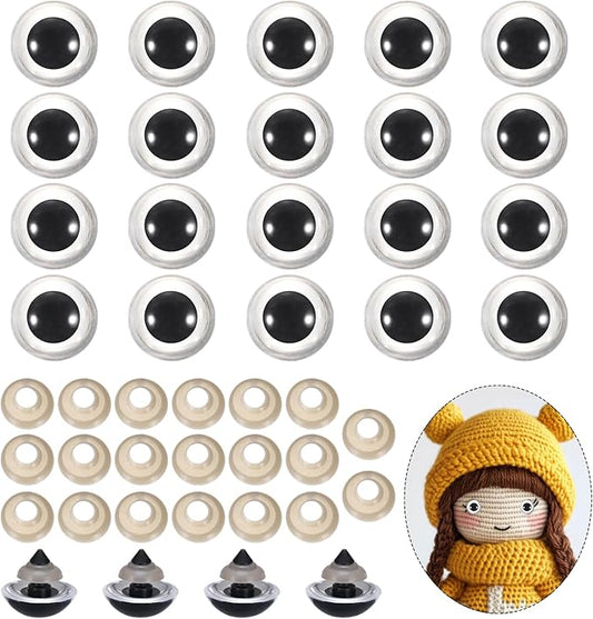 PATIKIL 22mm Safety Eyes, 20Pcs Realistic Doll Crocheting Safety Eyes with Washers for Decor Crochet Accessories Dolls Craft Halloween, Clear