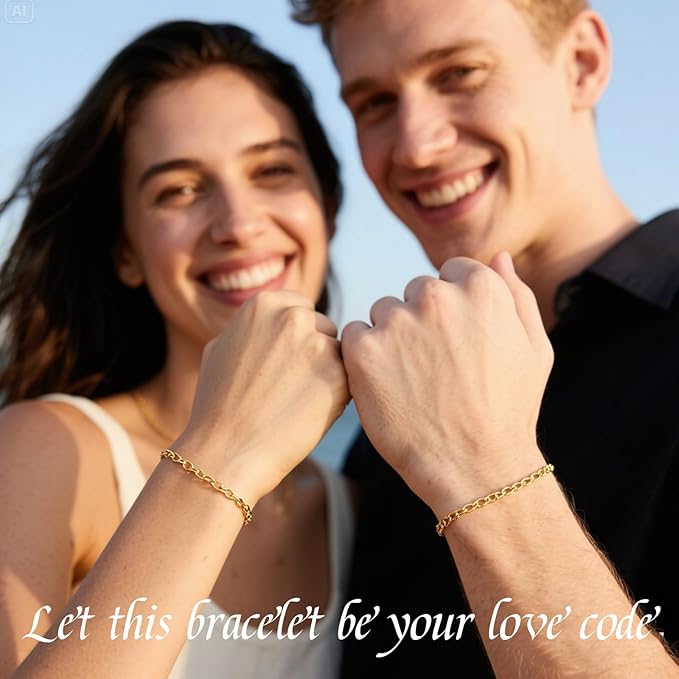 ABYST Permanent Bracelet Kit for Couples - DIY Sterling Forever Bracelets Making Set with Gold Plated Chains - Romantic Infinity Jewelry for Anniversary (Gold)
