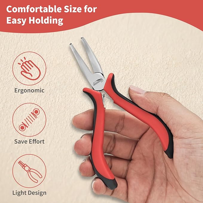 houseran bent nose pliers 5"-5 pack bent nose pliers for jewelry making with spring loaded for diy, craft, repairing