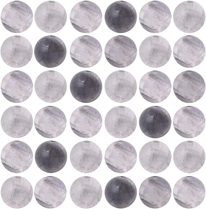 Natural Stone Beads 100pcs Round Genuine Real Stone Beading Loose Gemstones Hole Size 1mm DIY Smooth Bead for Bracelet Necklace Earrings Jewelry Making (Gloud Grey Quartz, 8mm)