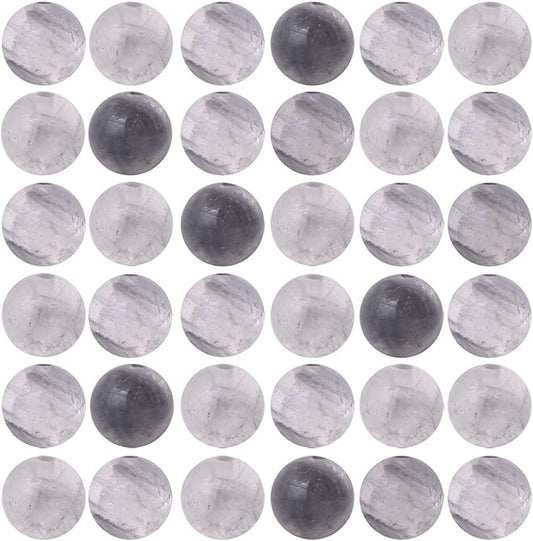 Natural Stone Beads 100pcs Round Genuine Real Stone Beading Loose Gemstones Hole Size 1mm DIY Smooth Bead for Bracelet Necklace Earrings Jewelry Making (Gloud Grey Quartz, 8mm)