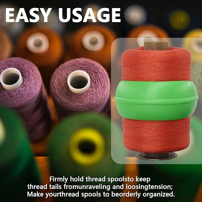 BDS-HOME 100Pcs Thread Spool Savers Spool Covers&Huggers Embroidery Floss Silicone Organization Prevent Thread Tails from Unwinding, No Loose Ends for Sewing Thread Spools, 4 Bright Colors, mulitple