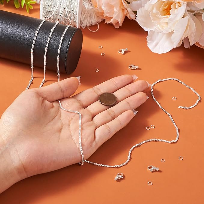 Sparkeads 5M Silver Chain for Jewelry Making,Stainless Steel Chain,Silver Link Necklaces for Women,Cable Chain Bracelet Chains for Bracelet DIY Earring Craft Supplies Jewelry Making,1.8-2.6x0.5mm
