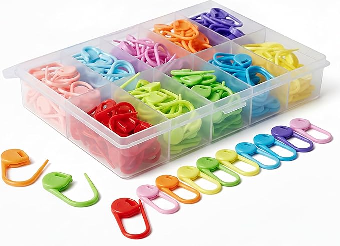 Multicolor Plastic Stitch Markers Set, 150 Pieces Locking Knitting and Crochet Needle Clips, 10 Colors for Counting and Marking Stitches