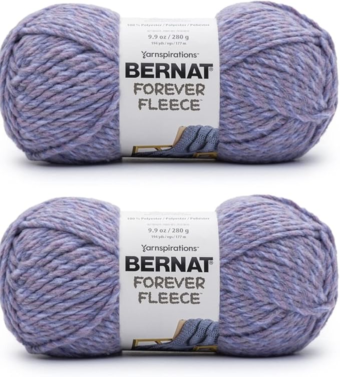 Bernat Forever Fleece Violet Haze Yarn - 2 Pack of 280g/9.9oz - Polyester - 6 Super Bulky - 194 Yards - Knitting/Crochet