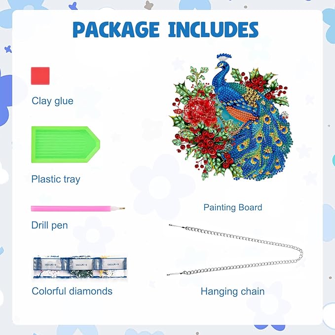 MAXBYE Diamond Art Painting Kits Hanging Peacock Pendant, DIY 5D Special Shaped Animal Gem Art Craft Diamond Dots for Adults and Home Window Door Decor